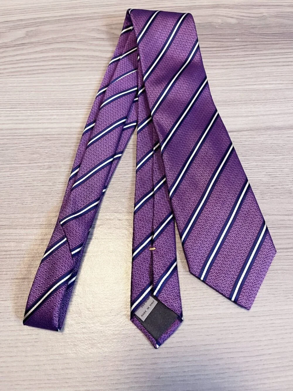 Canali 1934 Purple Striped 100% Silk Italian Designer Men's Necktie